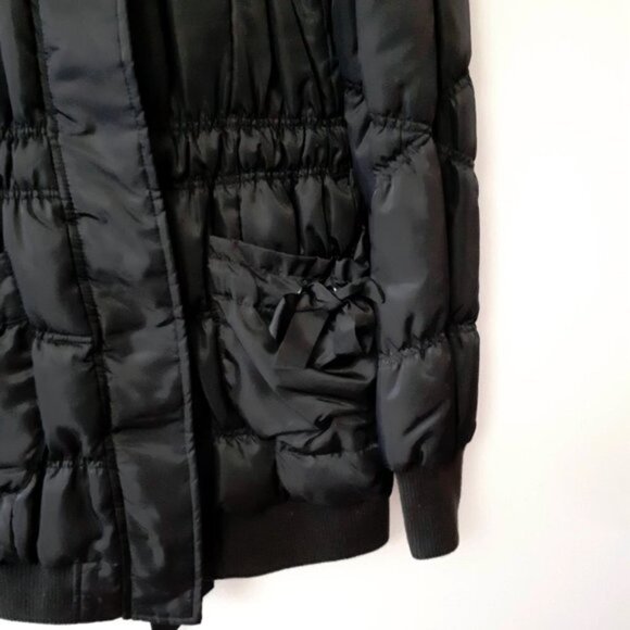 EUC Jacob black quilted hooded down blend fill puffer jacket, M - Picture 13 of 15